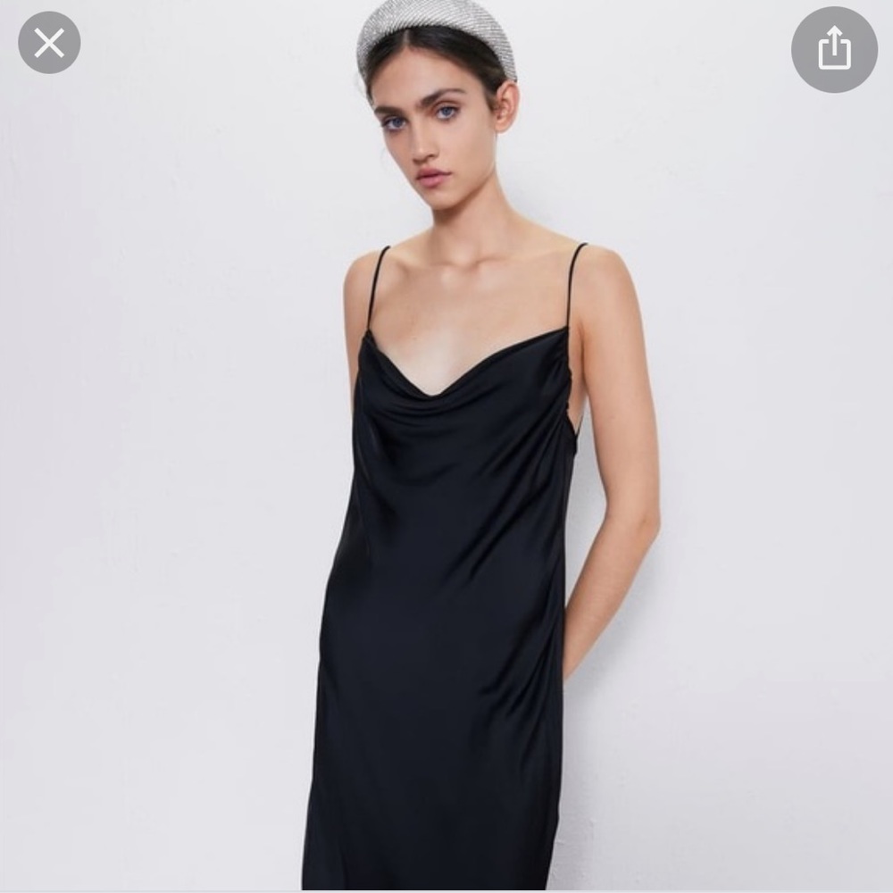 Zara Black Satin Slip Dress